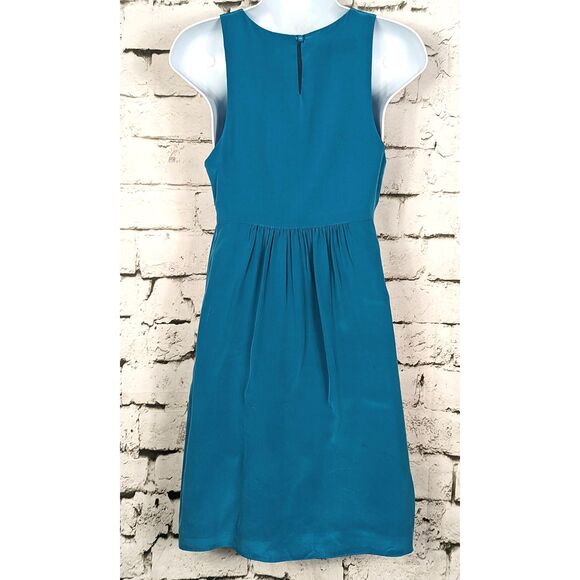 TIBI 100% Silk Dress Embroidered Designer Fit Flare Boho Cottage Classic Size 4 - Picture 4 of 6